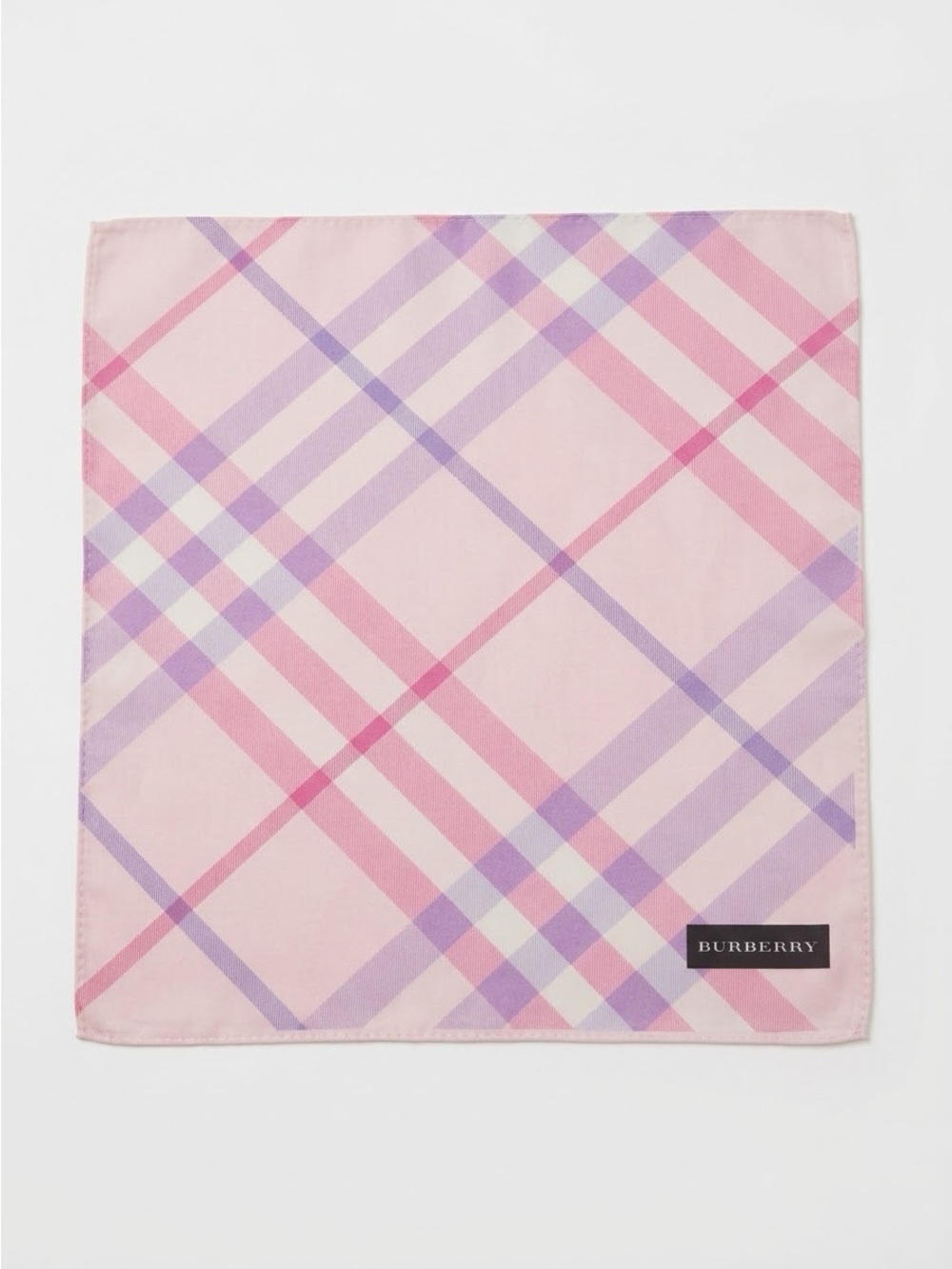 BURBERRY Pink & Purple Plaid Square Silk Neckerchief Scarf Bandana 🌸✨